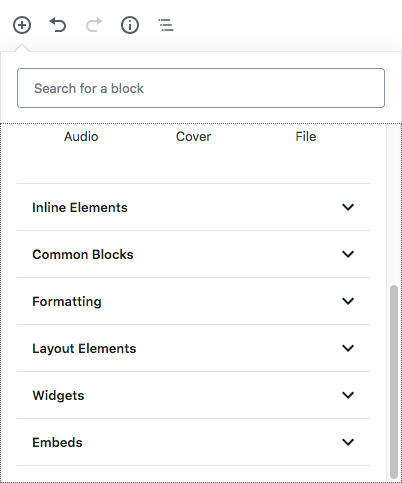 The sliding bar on the right reveals more categories of content available.